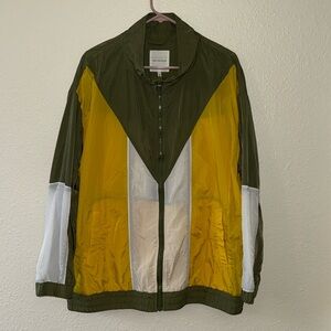 Olive Green, Yellow, White Windbreaker
